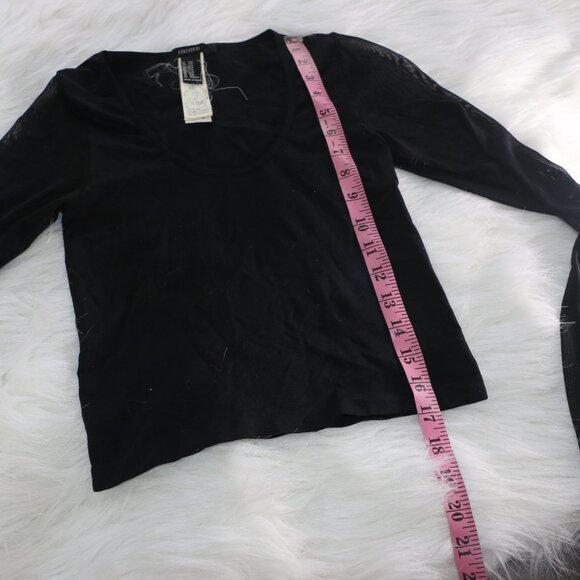 Forever 21 Black Crop Top with Sheer Long Sleeves 🖤 - Picture 9 of 10